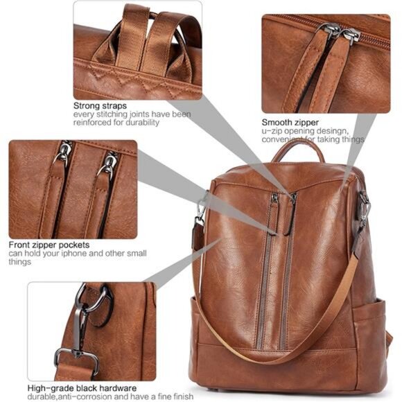 BROMEN Backpack Purse Leathe Backpack for Women Anti-theft Bookbag Purse main image 5